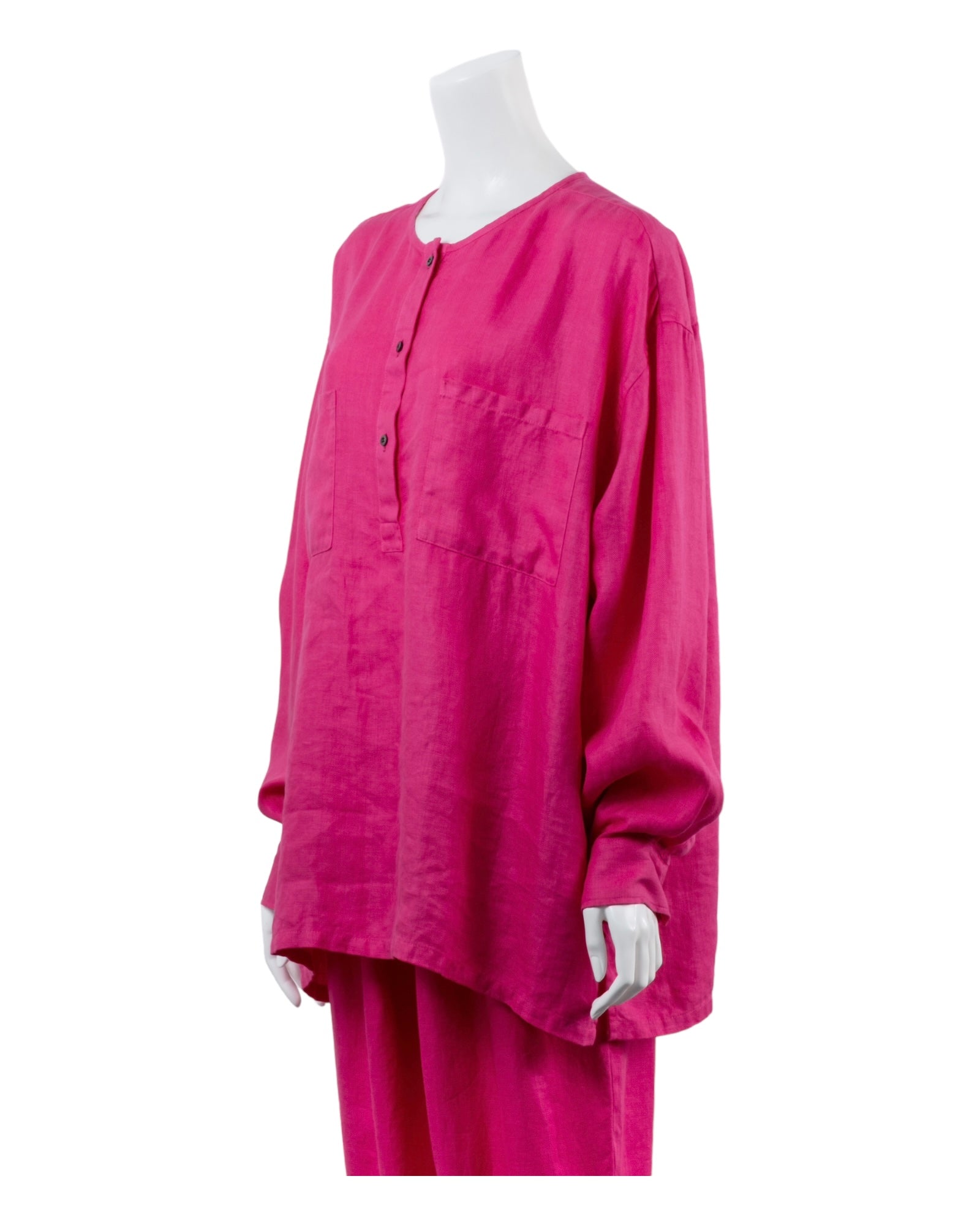 French Linen Pull Over Blouse #Pink
