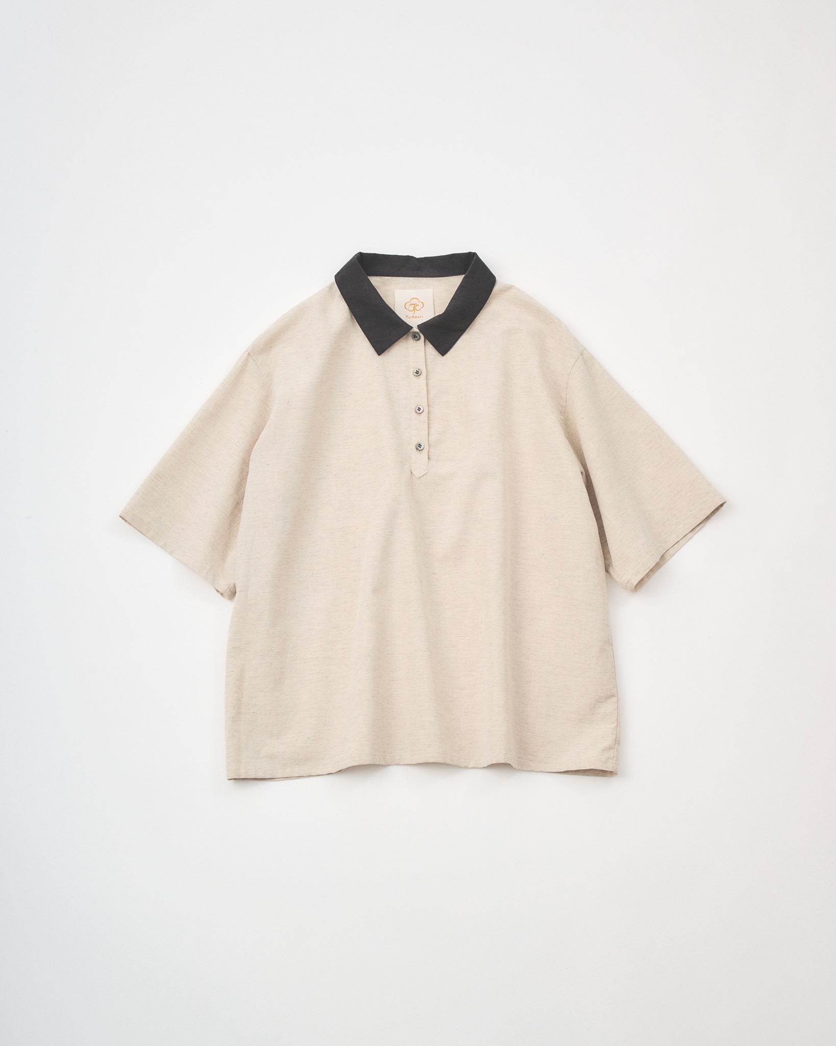 Organic Cotton × Linen Half Sleeve Shirt #Charcoal