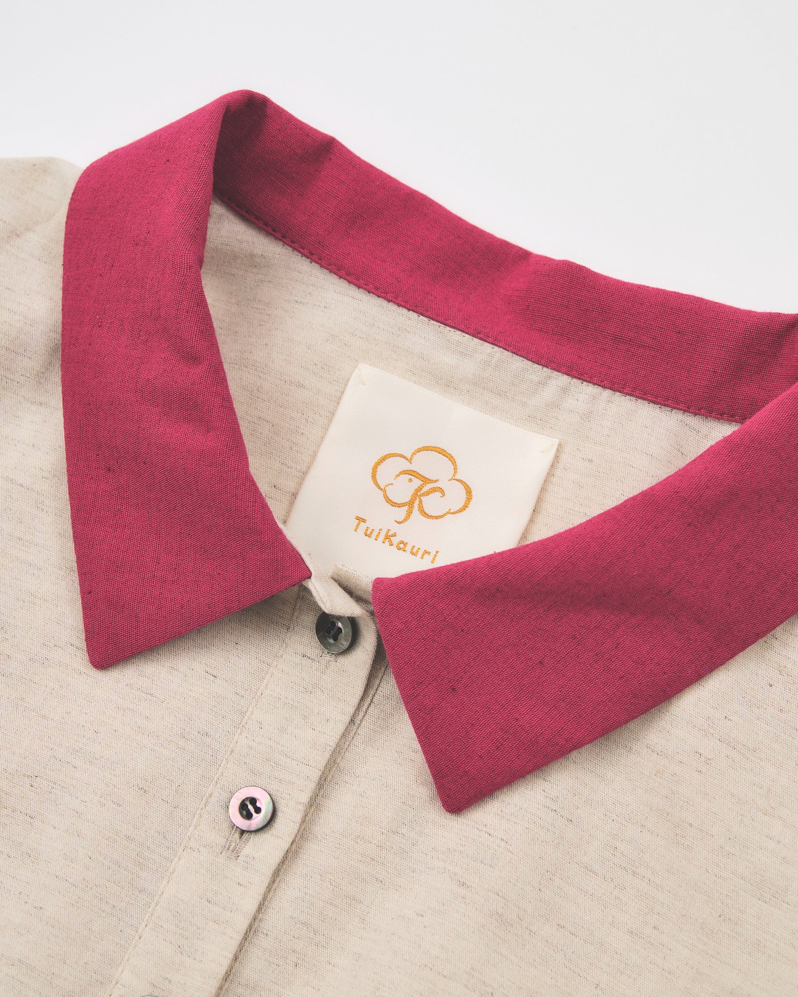 Organic Cotton × Linen Half Sleeve Shirt #Pink