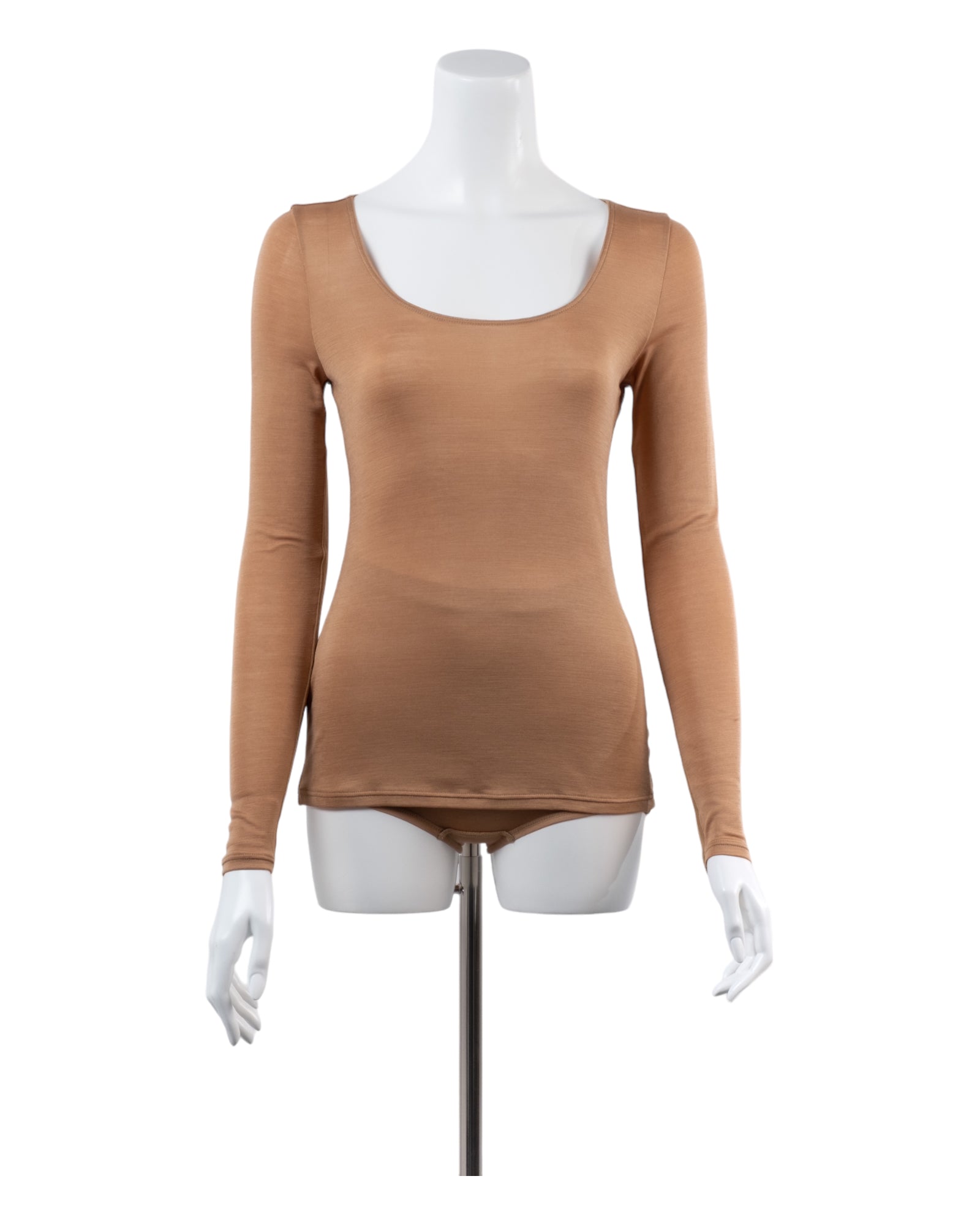 Washable Silk Long Sleeve C&S #Camel