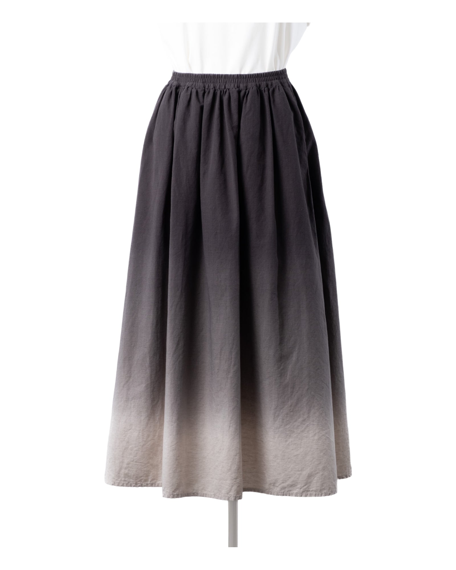 Organic Cotton × Linen Gradation Skirt #Charcoal
