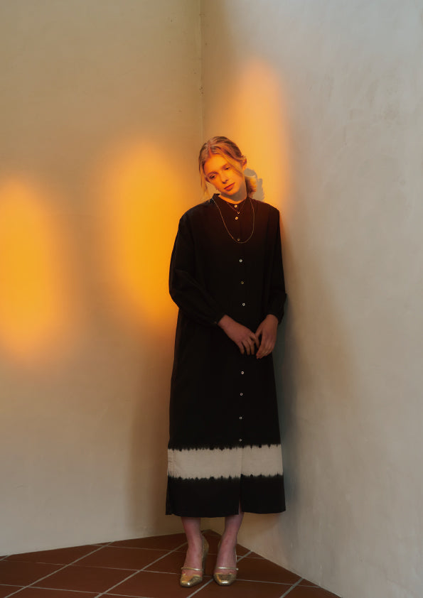 Organic Cotton × Linen Hand-dye Haori #Charcoal