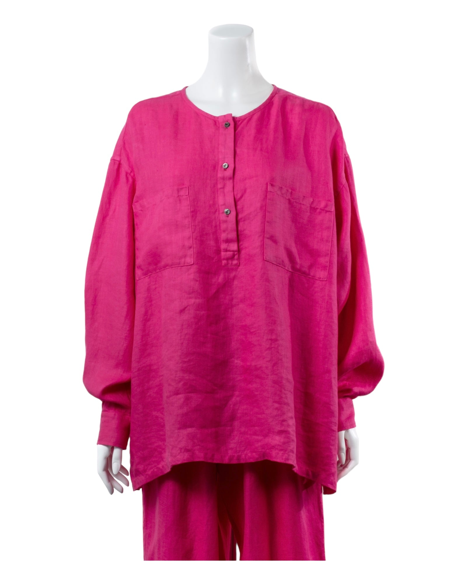 French Linen Pull Over Blouse #Pink
