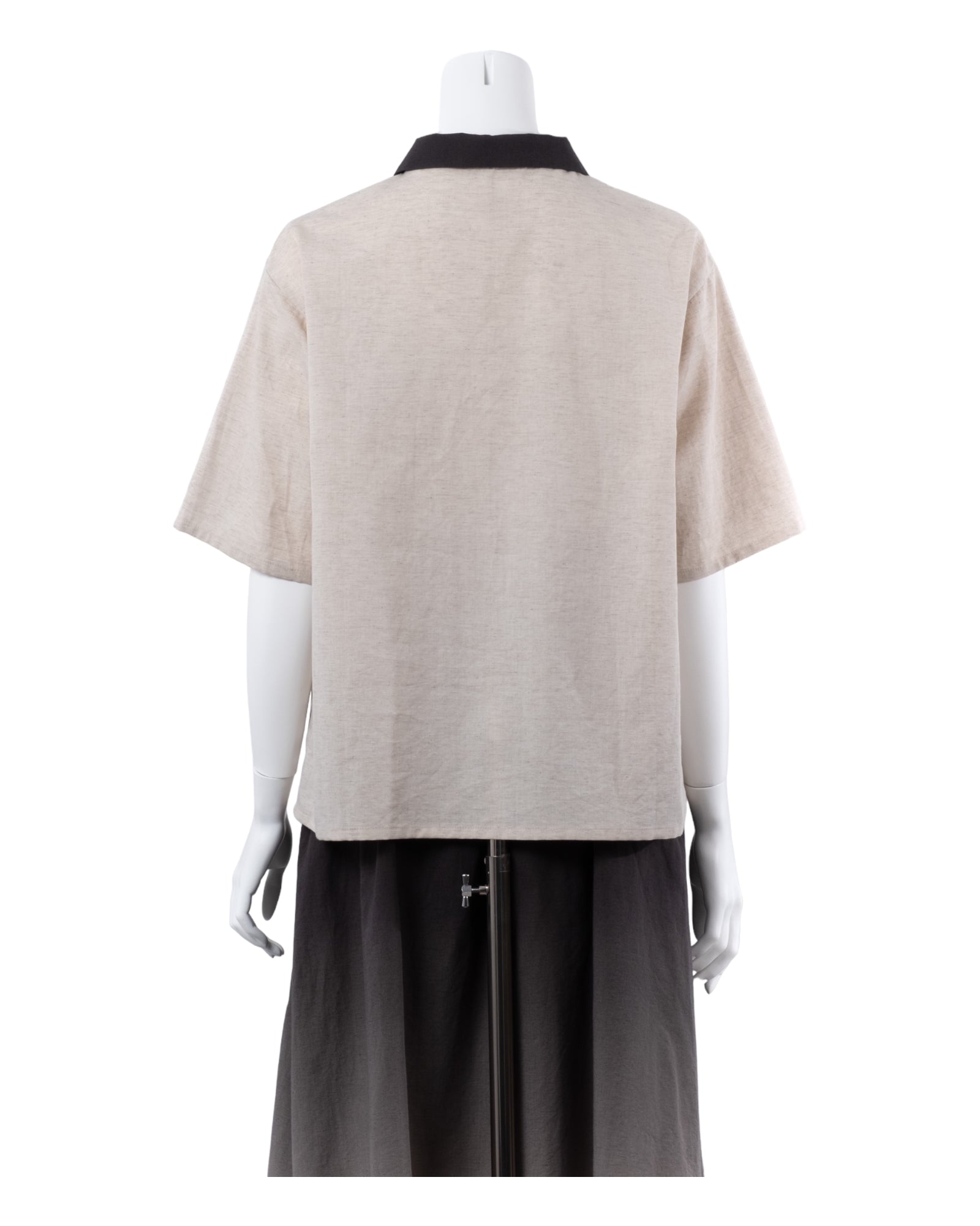 Organic Cotton × Linen Half Sleeve Shirt #Charcoal