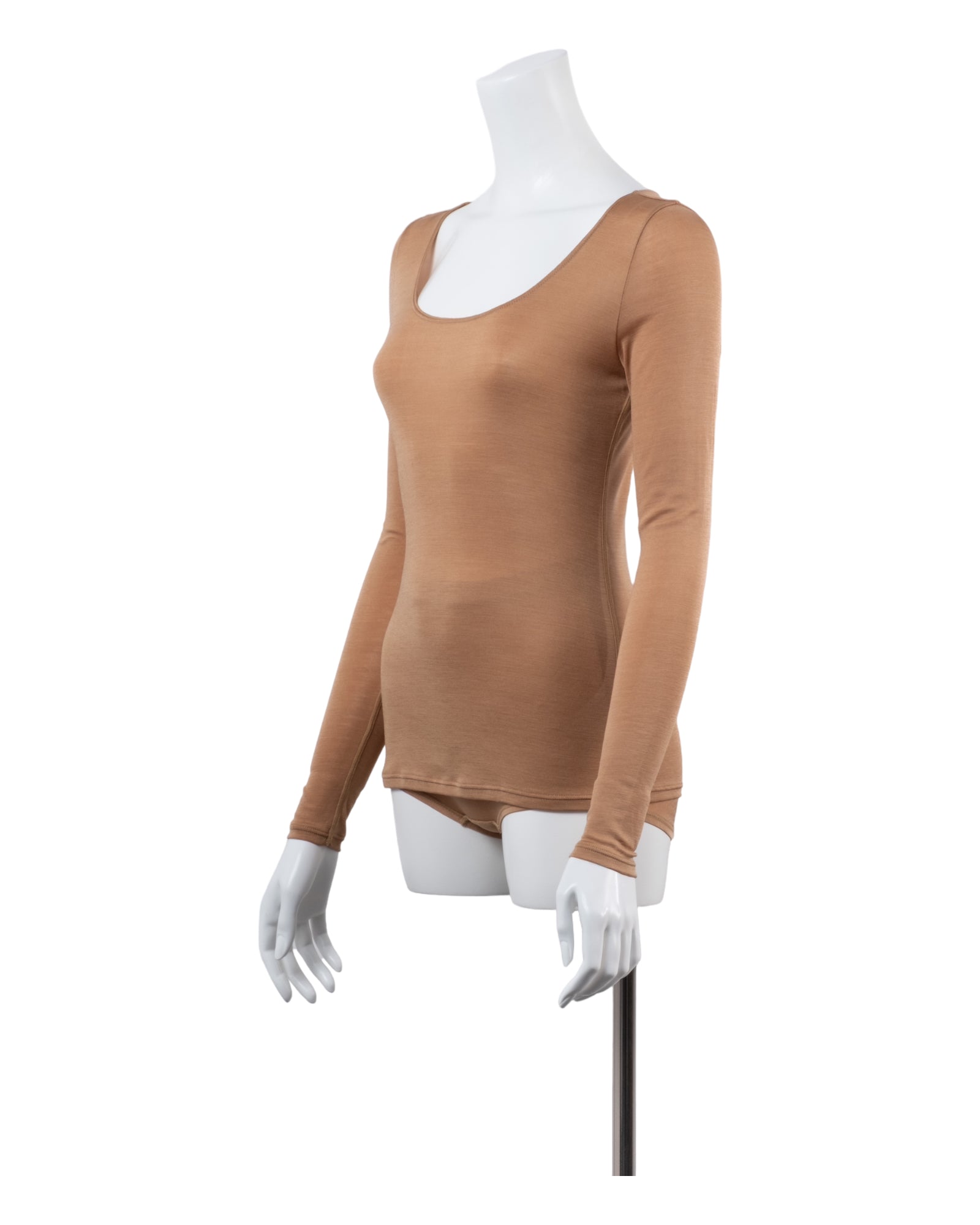 Washable Silk Long Sleeve C&S #Camel