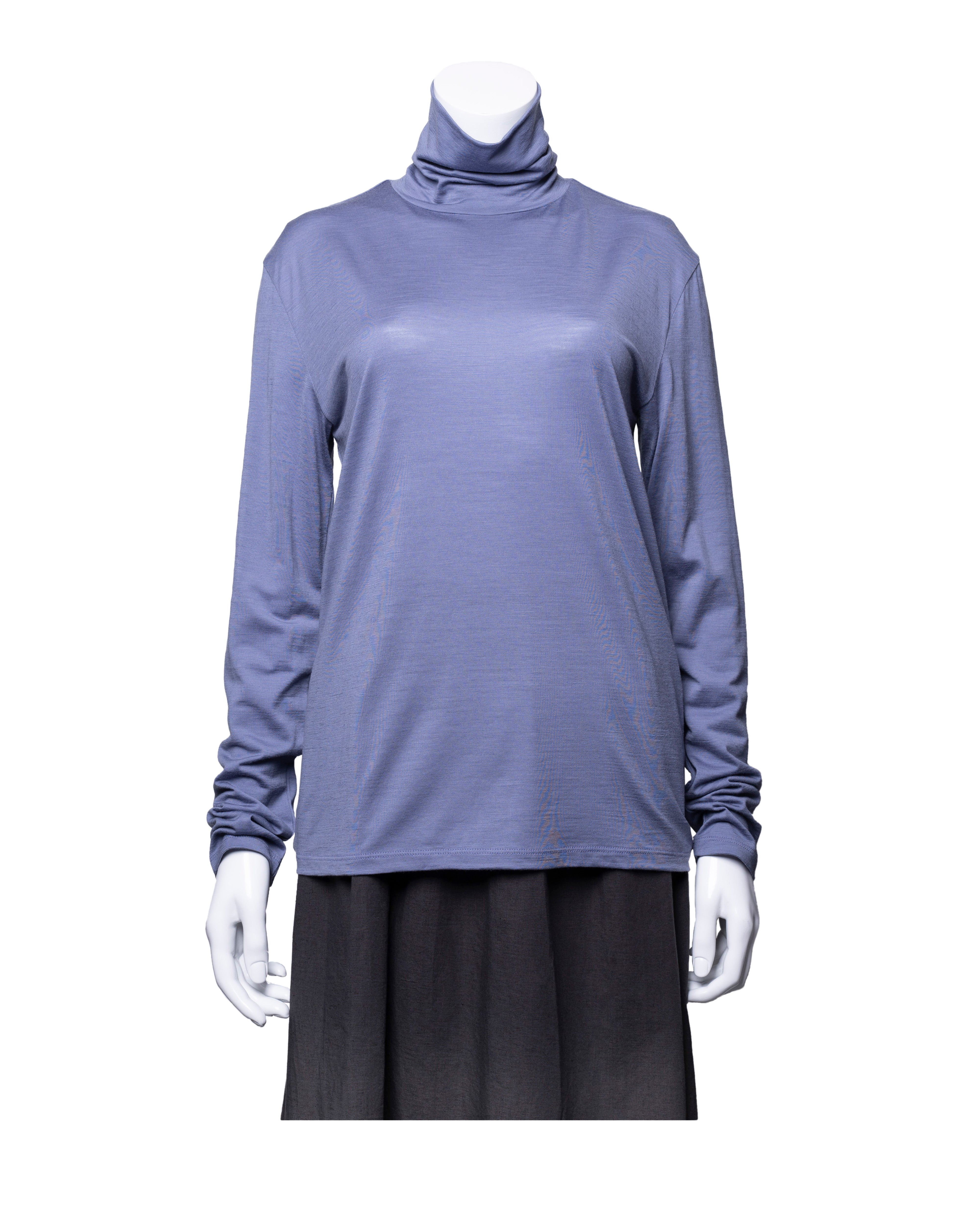 New Zealand Merino wool   High Neck C&S #Blueberry